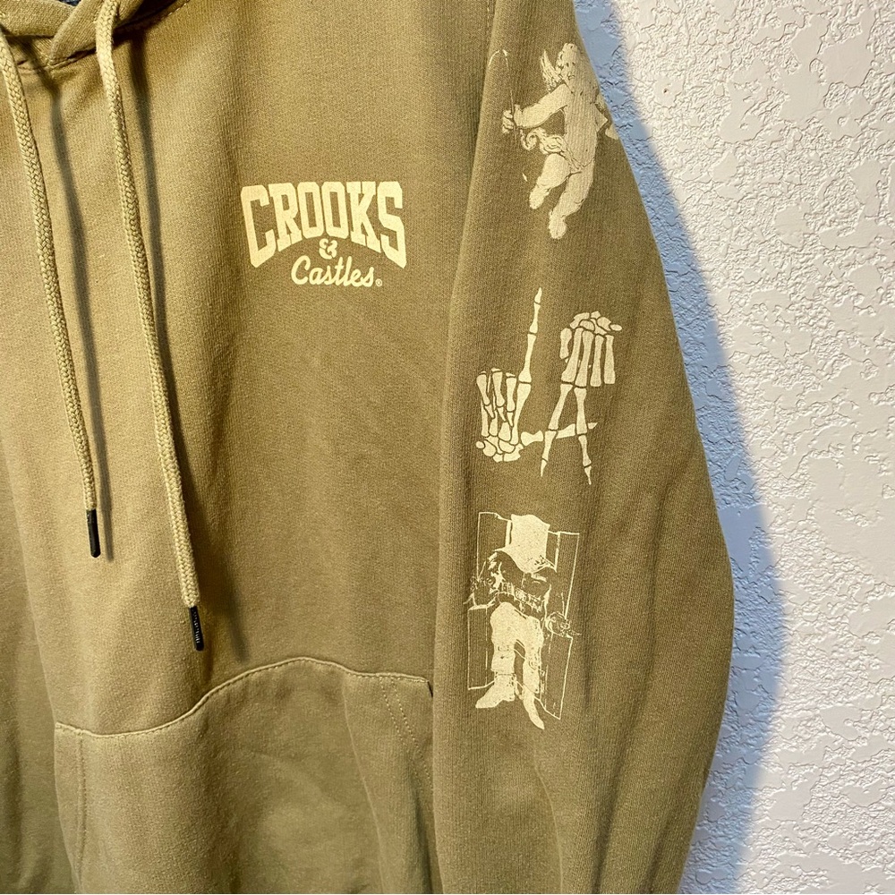 Crooks & Castles Death Row Hoodie Men’s S Pullover Tan Brown Graphics Snoop Dogg View 2